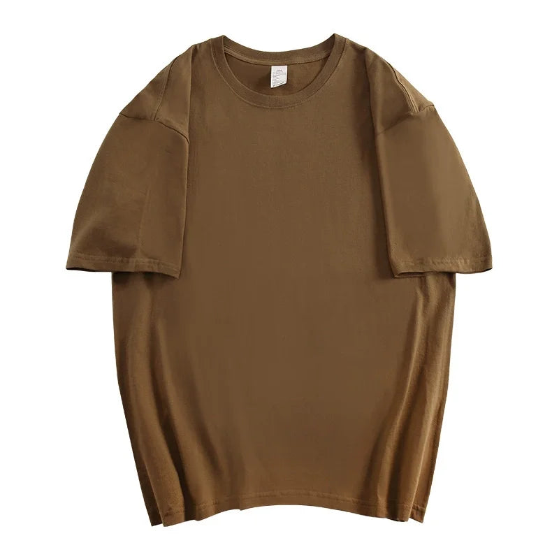 Oversized Summer T shirts for Women Men Brown Casual Female Korean Streetwear Tees Unisex Basic Solid Young Cool Tops
