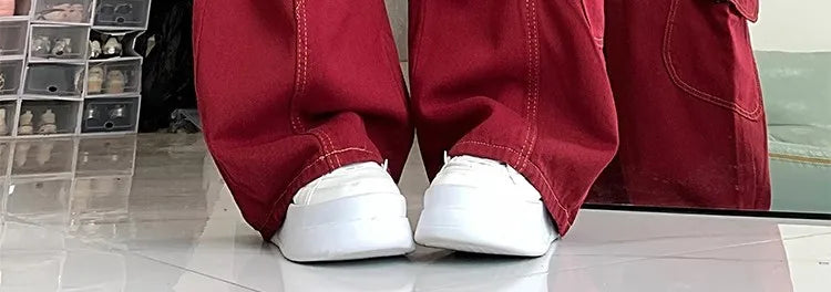 Streetwear Casual Cargo Pants for Women 2025 New Bottoms Straight Trousers Fashion Pockets Korean Pantalon Femme