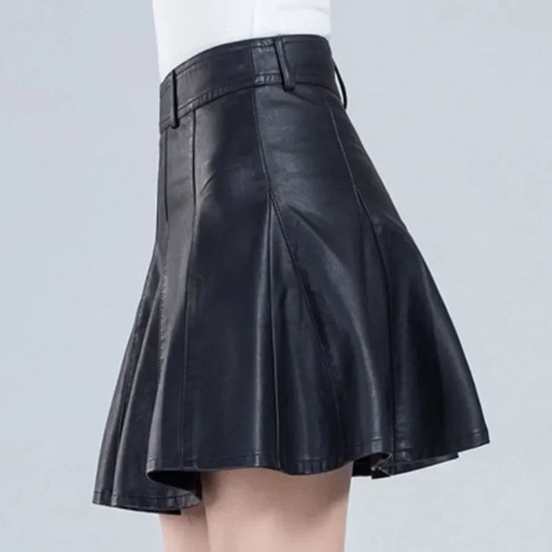 Woman Skirts Elegant Plus Size New Fashion Korean Style Genuine Real Leather Skirts High Waist Mini Skirt Womens Sexy Skirt