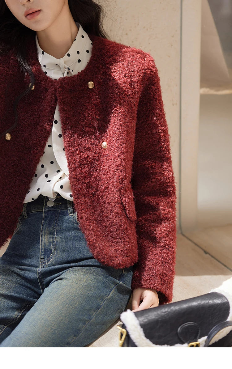 MISHOW Wave Point Long Sleeve Brushed Blouse Rabbit Ear Collar 2024 Winter Women Clothes Temperament Thickened Shirts MXD56X1697