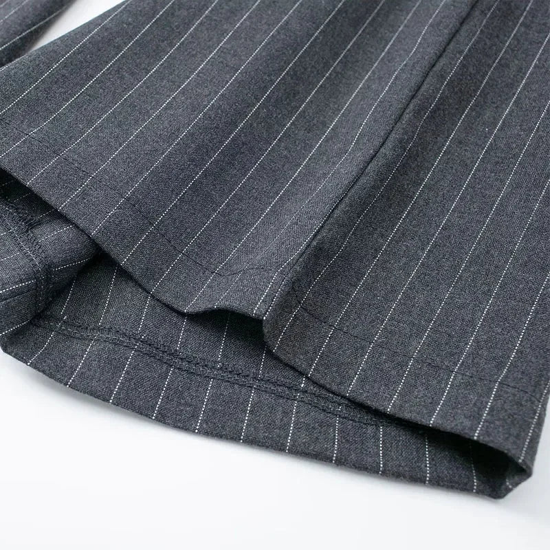 TRAF Women's Formal Pants Office Wear Women Striped Grey Black Pants Woman High Waist Baggy Suit Pants Casual Wide Leg Trousers