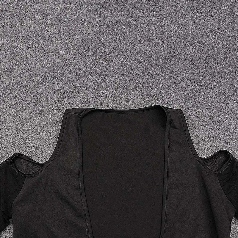 Sexy Black Crop Tops Streetwear Women Fashion 2024 Lace Up Bandage V Neck Cut Out Long Sleeve T Shirts