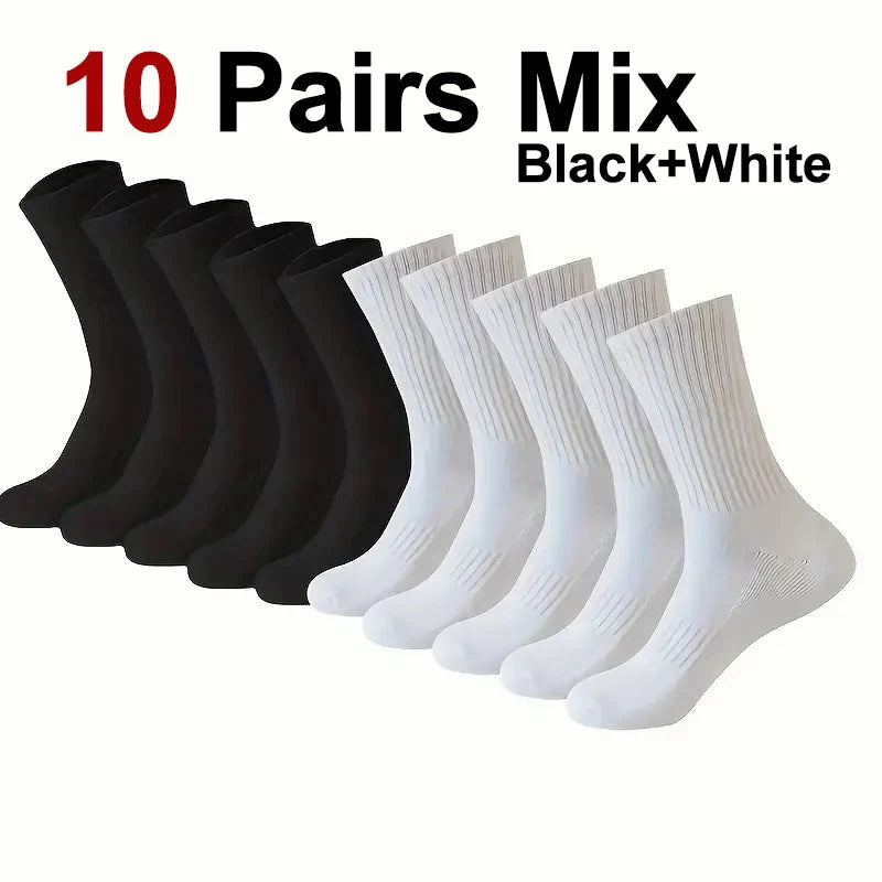 5/10/20 Pairs Neutral Solid Color Round Neck Socks Spring Summer Sweat Absorbing Breathable Soft Comfortable Couple Sports Socks