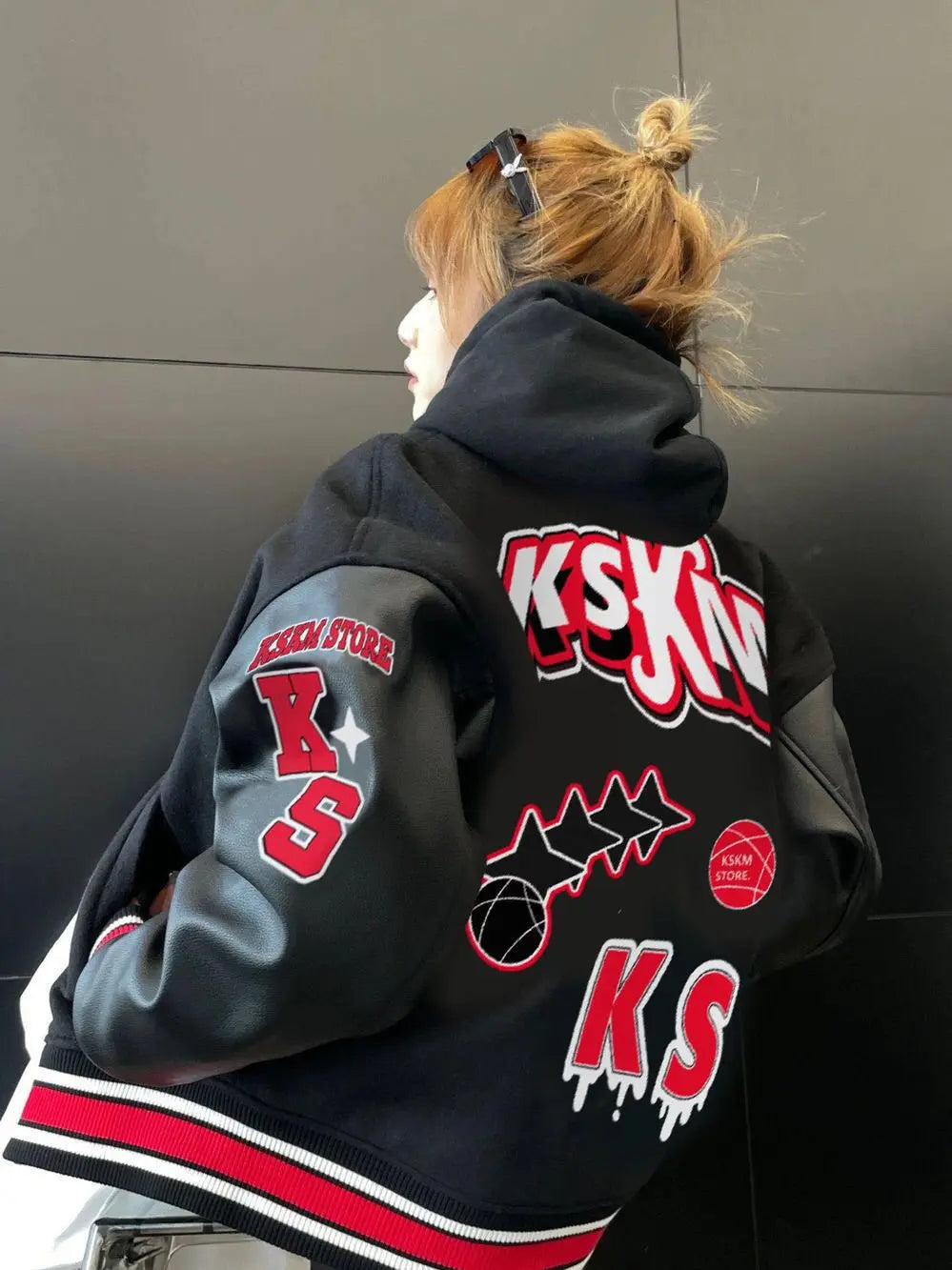 American high street embroidery baseball jacket Y2K retro autumn and winter stitching design men's and women's motorcycle jacket