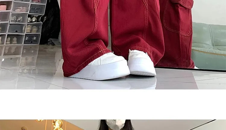 Streetwear Casual Cargo Pants for Women 2025 New Bottoms Straight Trousers Fashion Pockets Korean Pantalon Femme