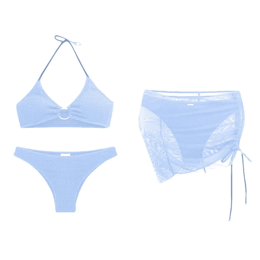 Women'S Summer Beach Swimwear Bikini Cover Up Four Piece Sexy Mesh Cover Up Three Pointed Bikini Swimsuit Fashion Beachwear