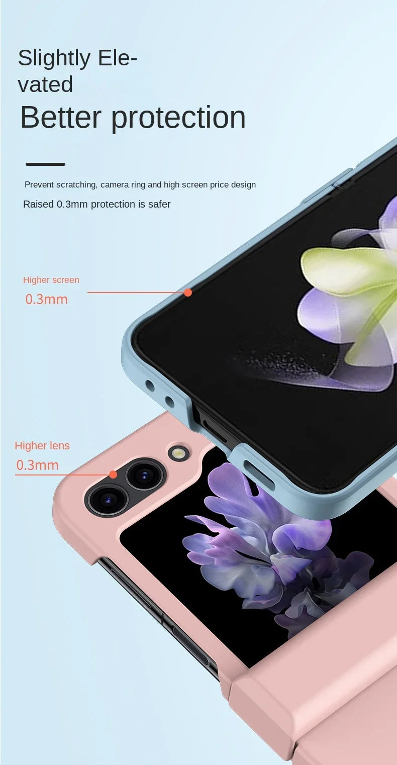 Skin Feel Hard Shell Phone Case for Samsung Galaxy Z Flip 6 5 4 3  Flip6 Flip5 Flip4 Flip3 5G Hinge Protection Shockproof Cover