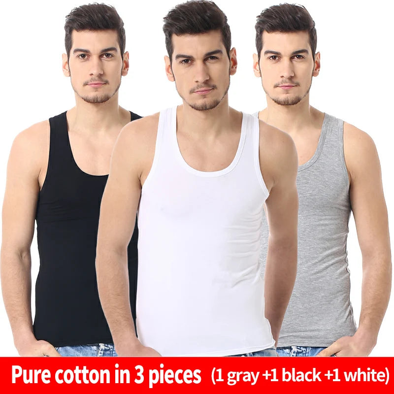 5/3/1 Pack Men To Multi-size Solid Color Tight Vests For Teenagers Comfortable Cotton Sleeveless T-shirts Sports Running Tops