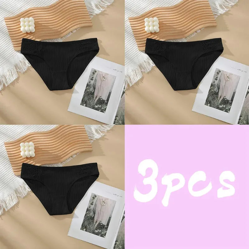 3pcs Solid Color Women's Sexy 100% Cotton Panties Women's Triangle Pants Women's Close Fitting Clothing Women's Underwear