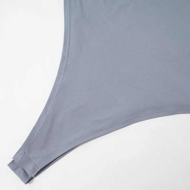 Autumn 2025 New Full Sleeves Hollow School Bags Buckle False Two Pieces Skinny Bodysuit Women Stylish Casual Versatile