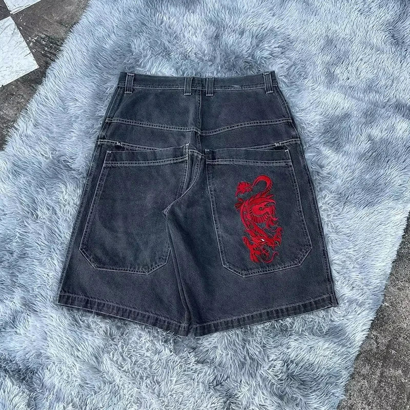 Y2K Baggy Shorts Gothic American Pocket printing Denim Gym Shorts 2000s vintage Streetwear Hip Hop Men Women Basketball Shorts