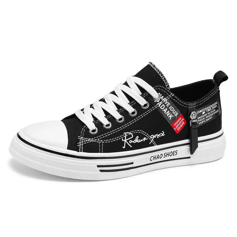 Casual Shoes Men's Canvas Shoes Male Sneakers Breathable Men Sports Shoes Black Cloth Shoe Trend Letter Men Shoe Low Cut Sneaker