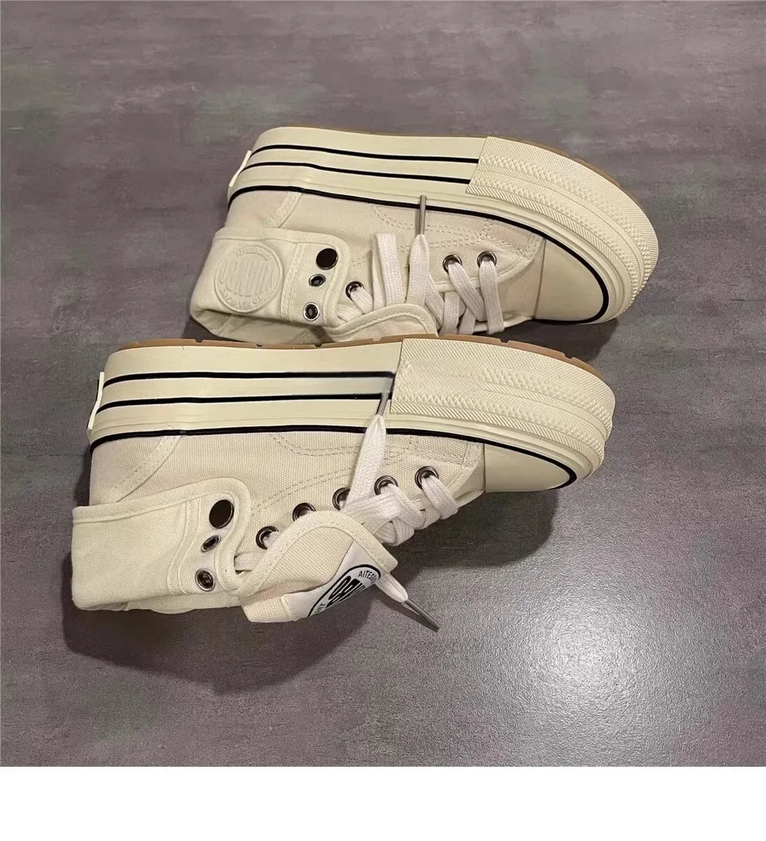 Women's High Top Thick Bottom Canvas Shoes Spring New Style Student Retro Heightening Casual Board Shoes Rubber Outsole