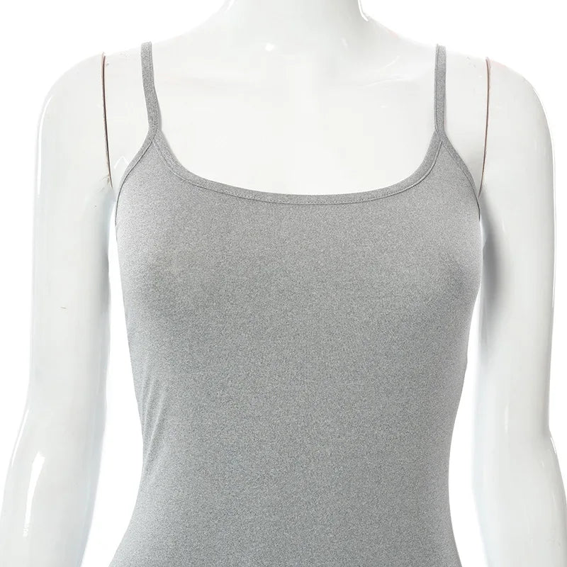 Europe and the United States cross-border foreign trade women 2024 solid color sexy slim high step slip dress