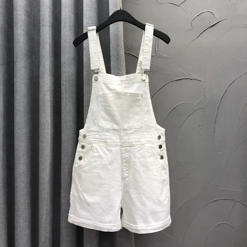 Denim Rompers Women Summer Baggy Solid Wide-leg Harajuku Students Stylish Empire Korean Style Pure Colors Female Sweet Playsuit