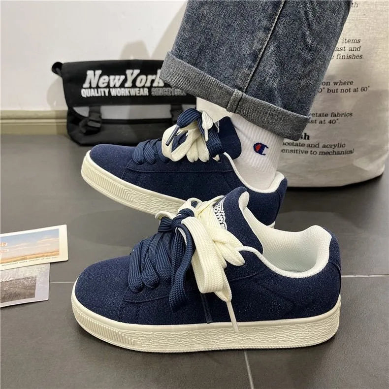 2025 Spring New Casual Couple Casual Shoes Retro Chic Versatile Youth Trend Breathable Height Increasing Sports Skateboard Shoes