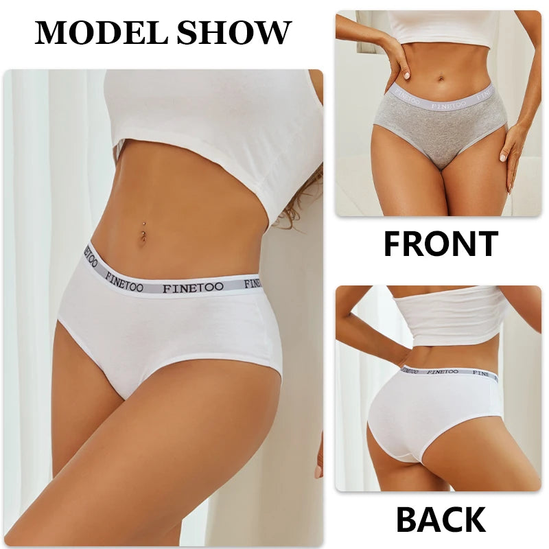 FINETOO 3Pcs Cotton Letter Belt Underwear Women's Panties Sexy Breathable Low Waist Briefs Female Stretch Comfortable Lingerie