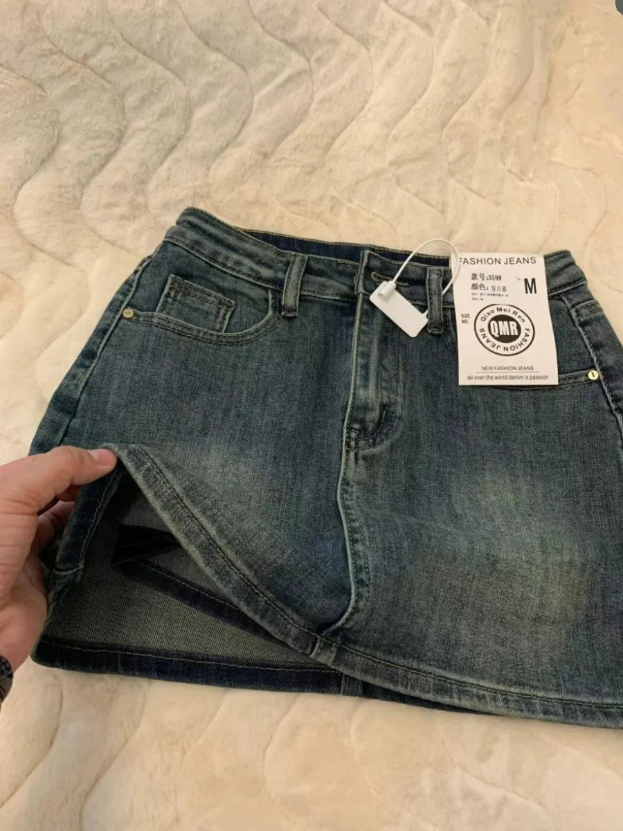 Women's Blue A-Line Skirt Y2k Mini Skirts Korean Harajuku Vintage 90s Aesthetic Shorts Skirt 2000s Fashion Clothes Summer 2024