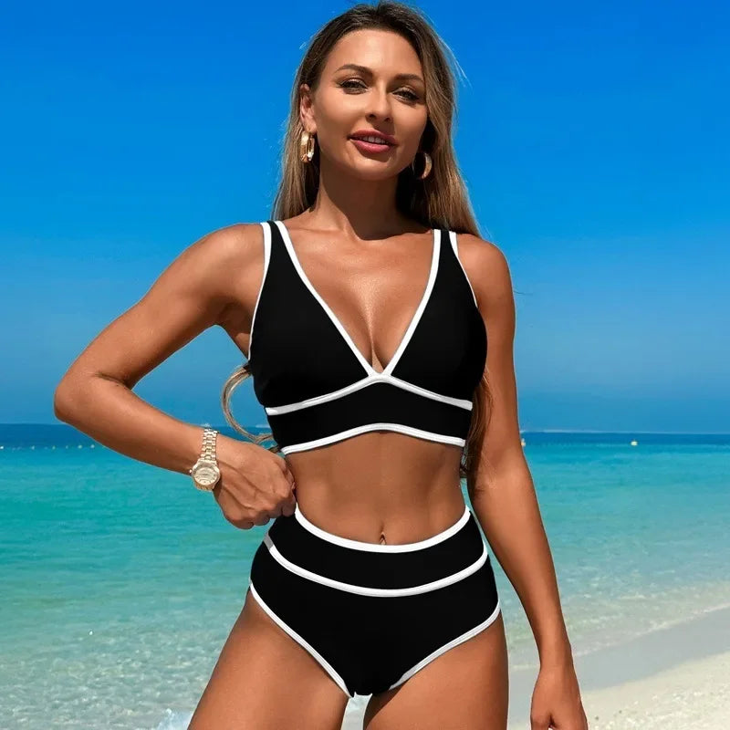 2025 Fashion Swimwear Drawback Bikini Women's Swimsuit Sports Split Swimsuit Women's Swimsuit