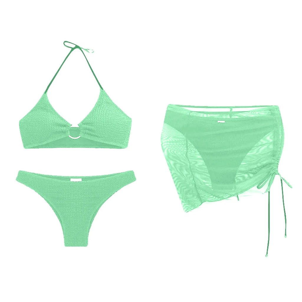 Women'S Summer Beach Swimwear Bikini Cover Up Four Piece Sexy Mesh Cover Up Three Pointed Bikini Swimsuit Fashion Beachwear