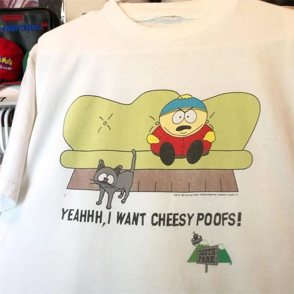 2025 Summer South Park Funny T Shirt Anime Print Crew Neck Short Sleeve T-Shirt Men Women Cotton Tops Tee Oversized Clothing