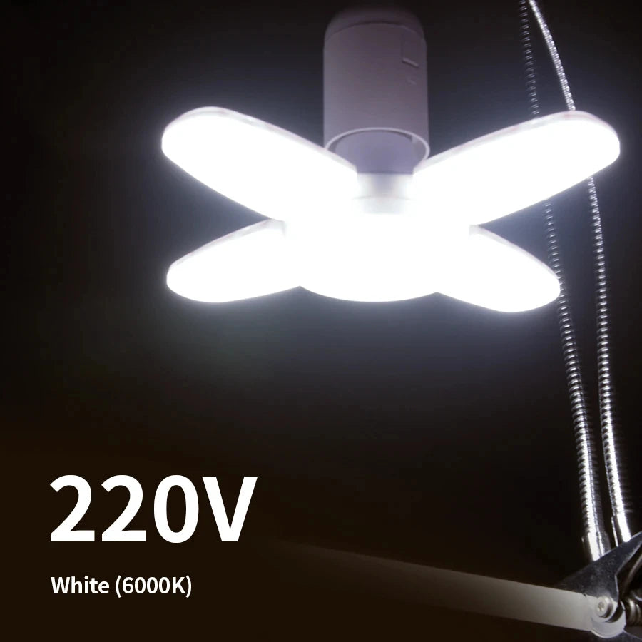 E27 Foldable Fan Shape LED Bulb Lamp  220V 110V 40 LEDs Light Bulbs For Home Ceiling Lamp Warehouse Garage  White Light 6500