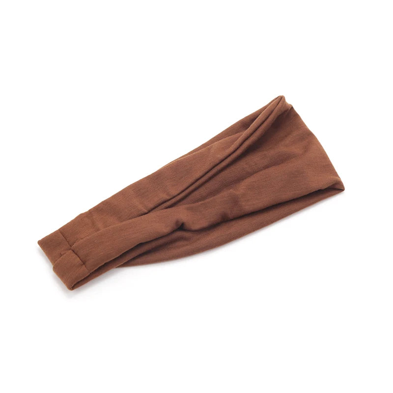 New Women Solid Color Elastic Hair Bands Yoga Headband Fashion Turban Makeup Hair Hoop Vintag Knotted Headwrap Hair Accessories