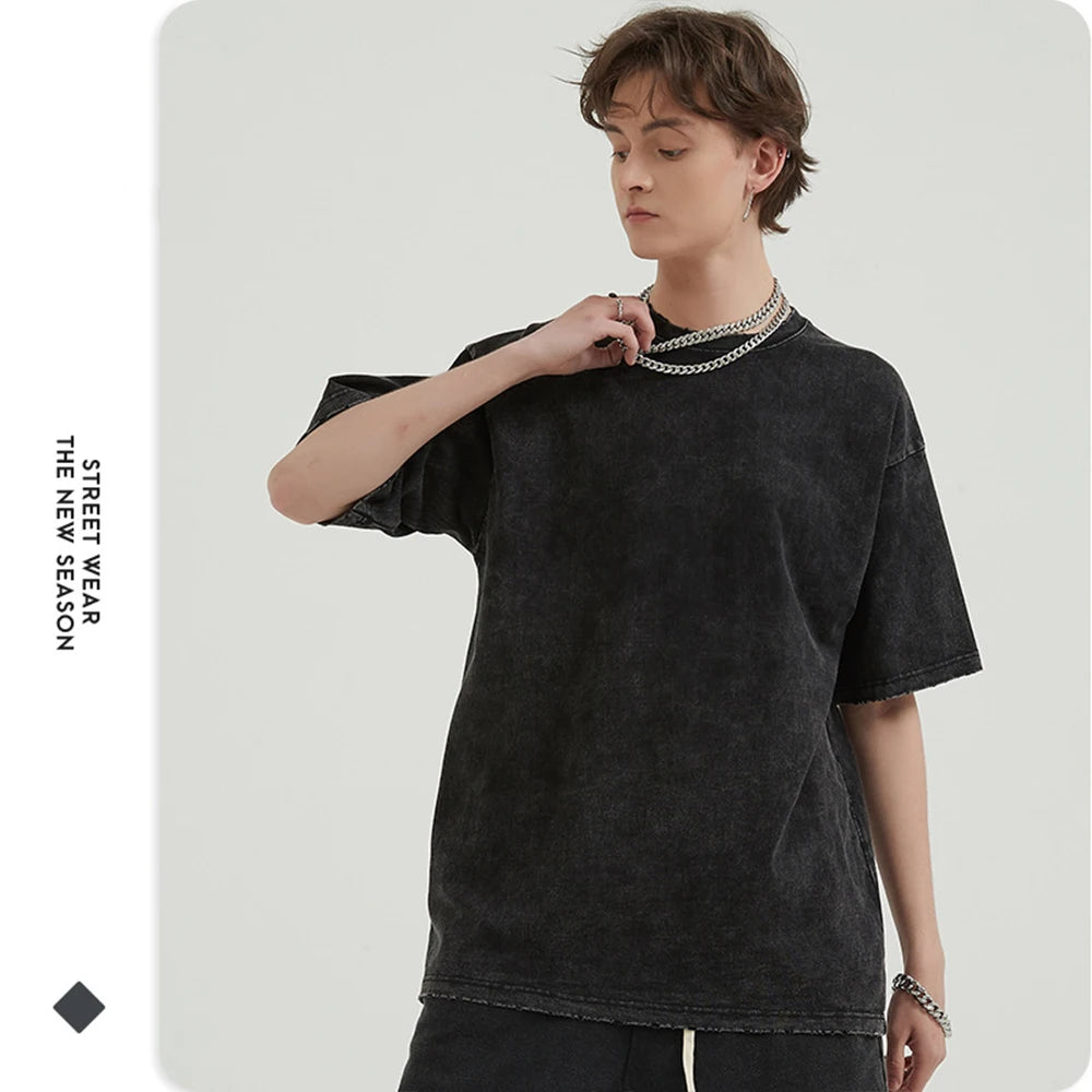 Ghostemane Double Sided Print Washed T-Shirt Oversized Men 100% Cotton Tshirt Hip Hop Metal Gothic Rock TShirt Streetwear Unisex