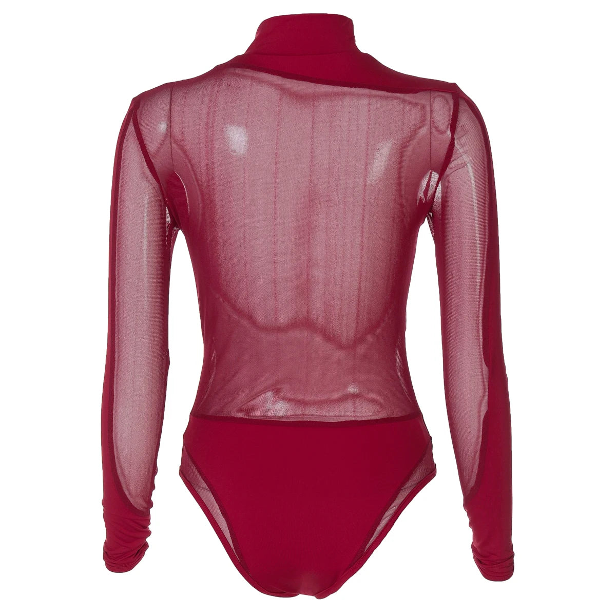 Hugcitar 2024 Turtleneck Long Sleeve Black See Through Sexy Bodycon Bodysuit Spring Summer Women New Outfit Festival Nightclub