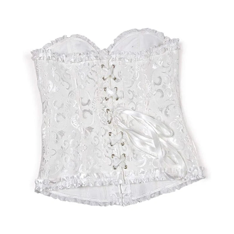 BurVogue Women Lace Up Sexy Floral  Boned Corset Overbust Body Shaper BustierLingerie Bodyshaper Top Corsets Top