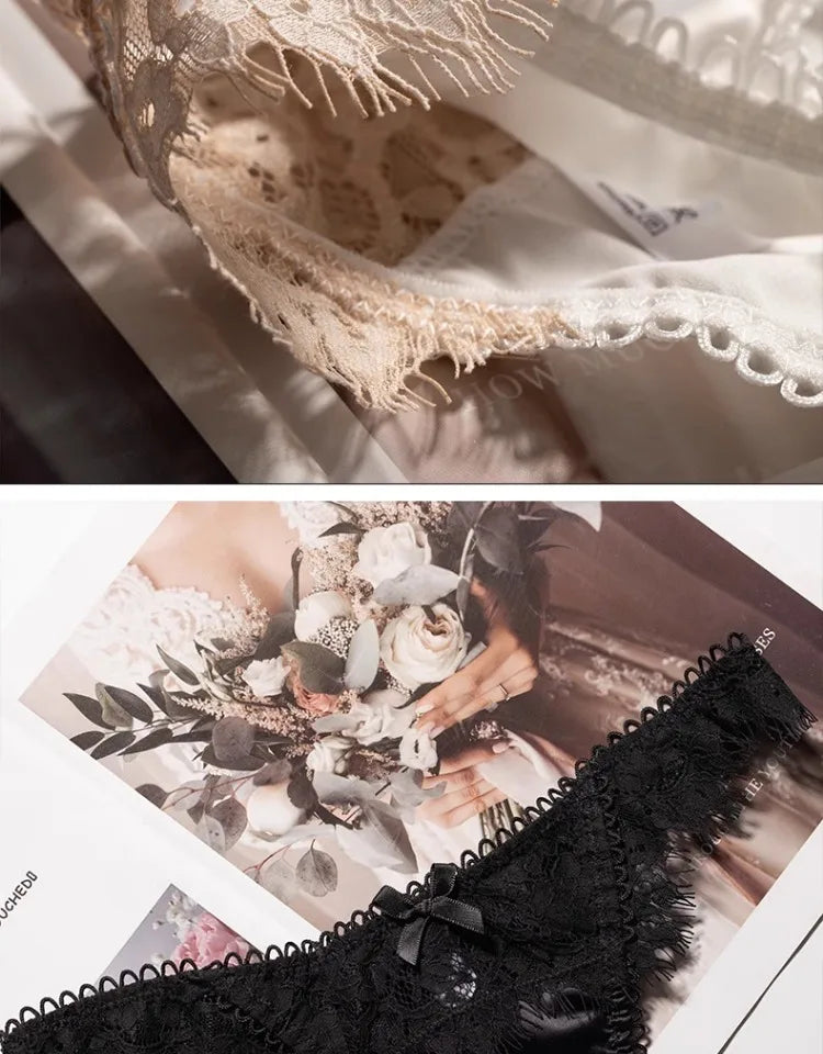 Lace Panties Sexy Women's Underwear Briefs G String Transparent Seamless Thong Low Waist Hollow Out Underpants Size S-XL