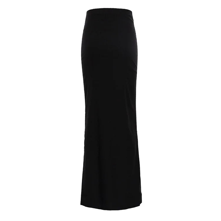 Fashion For Women Black Long Skirts High Waist Slim Seamless Elegant Ladies Gown Casual Summer 2024 New Female Maxi Skirts