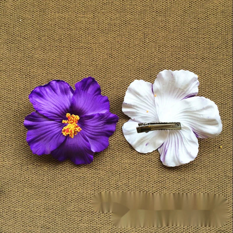 New Bohemian Style Hibiscus Flower Sweet Seaside Beach Resort Style Egg Flower Hair Clip For Women