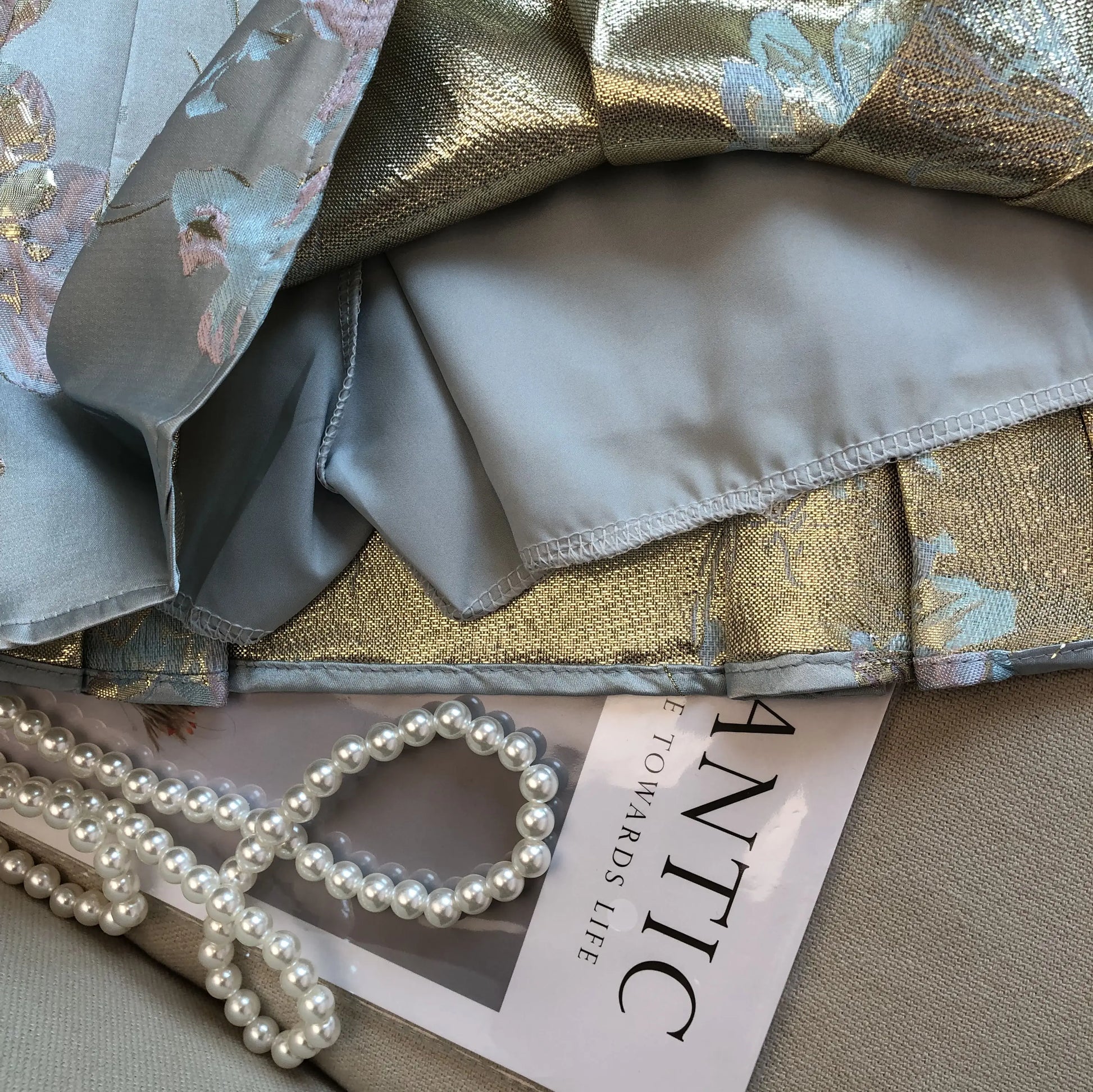 Summer New Chinese Style Satin Jacquard Horse-Face Pleated Mini Skirts Sweet Cute Girl High Waist Short Skirt for Women