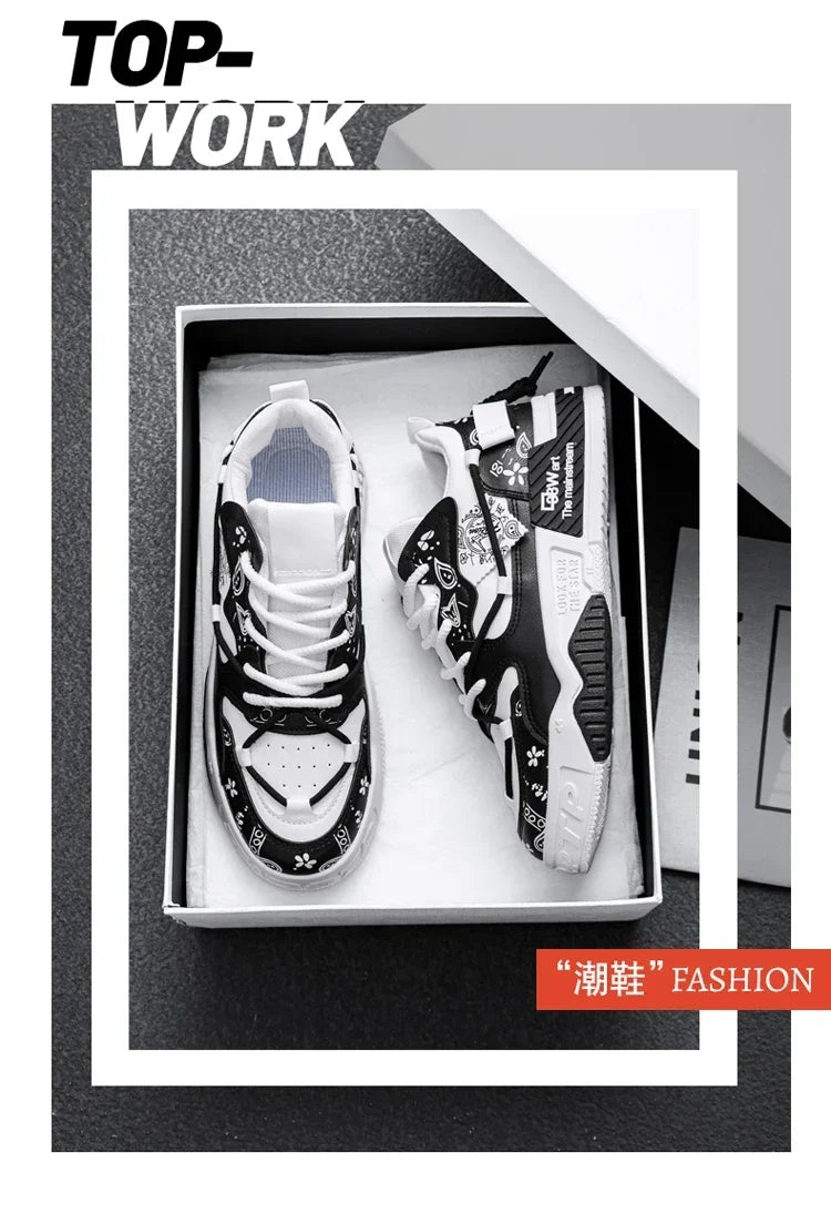 2025 New Summer Men's Shoes Original Casual Flat Shoes Sport Thick Bottom Increased Height Bread Trendy Shoes Skateboard sneaker