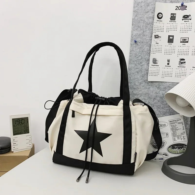 Personality Women Crossbody Bag Wholesale Large Capacity Couple Shoulder Bag New Casual Nylon Tote Bag Luxury Drawstring Handbag