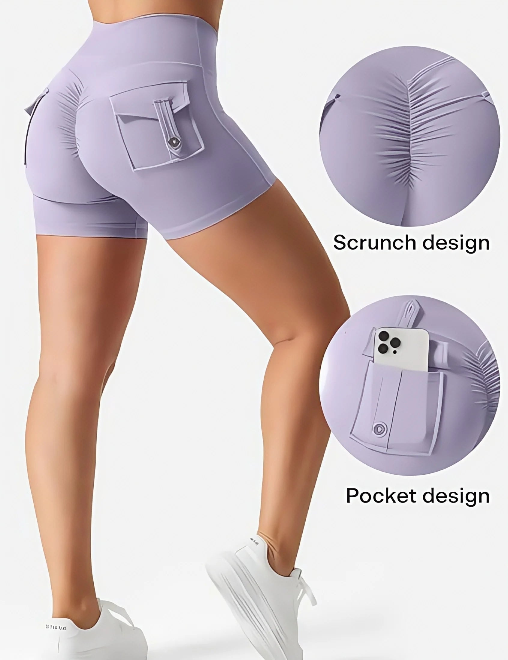 Sexy Scrunch Butt Yoga Shorts for Women  High Waist Booty Lifting Gym Shorts with Pockets  Push Up Fitness Running Sports Shorts