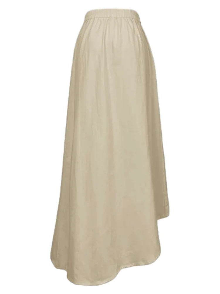 Freeacy Urban Female Asymmetric Skirt Elastic High Waist A-line Printed Skirts 2025 Summer Women's Commuter Half Dress Bottoms