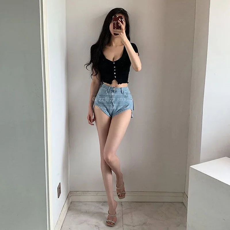 Sexy T Shirt For Ladies 2024 Crop Top Short Sleeve Black Top Women Clothing New Summer Tees Female Fashion Korean Femme Y2K Top