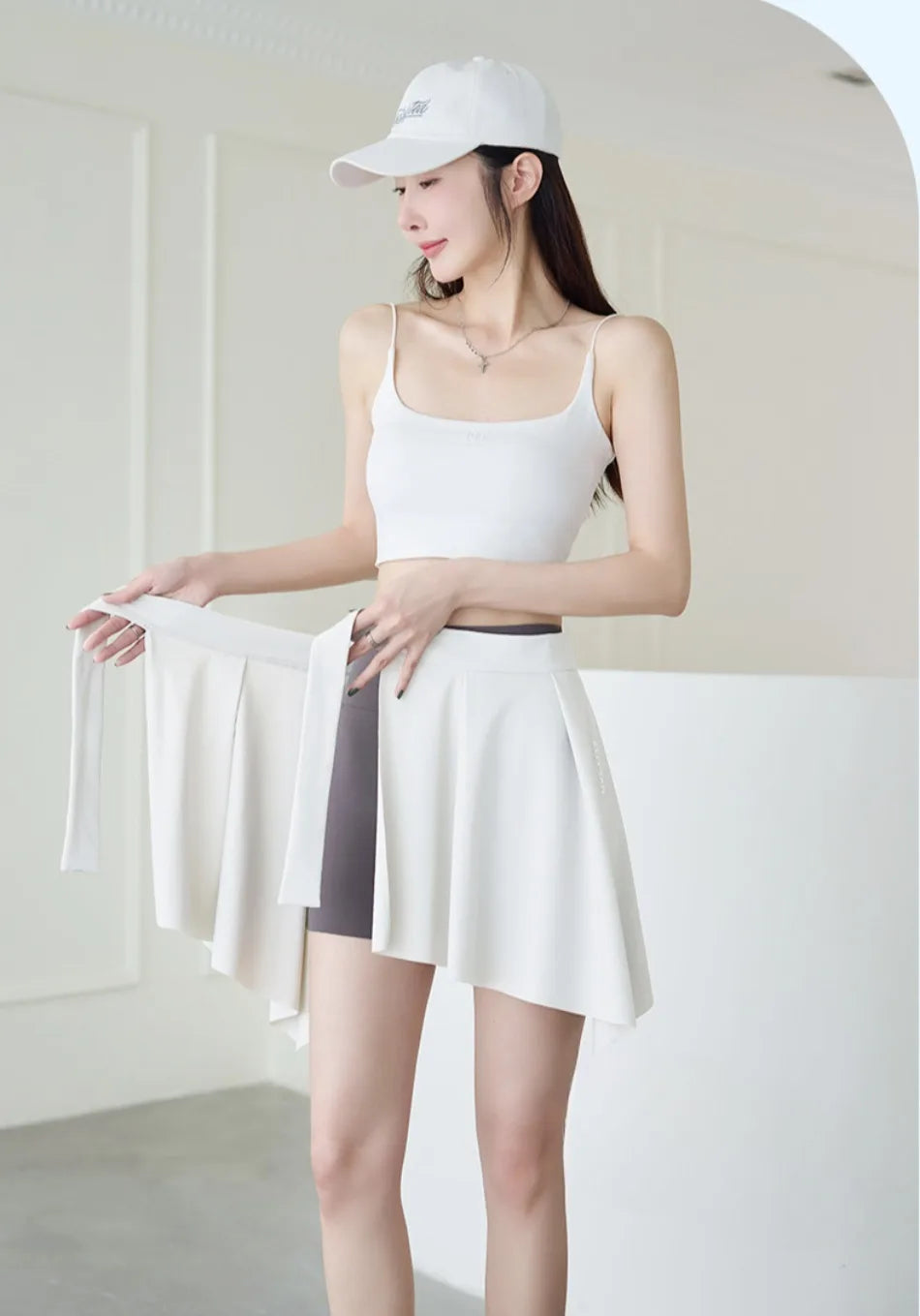 One-piece Skirt Women's Yoga Butt Curtain Sports Tennis Fitness Lace Up Irregular Mini Kirt Outer Wrap Skirts Prevent Exposure