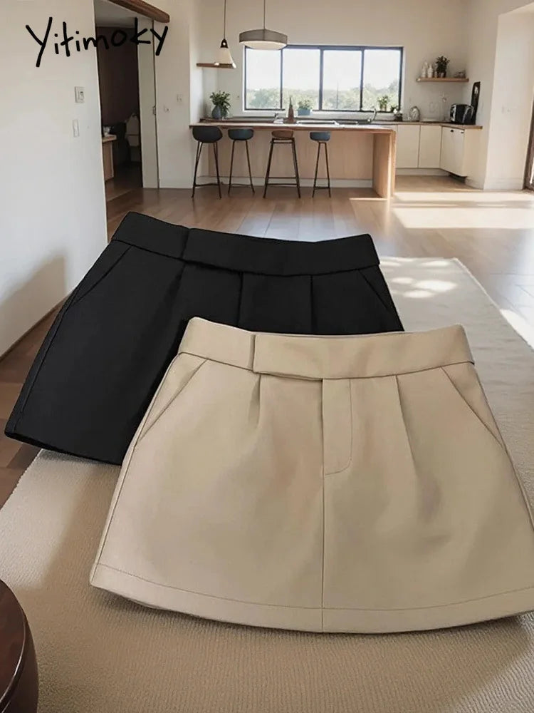 Vintage Skirts Women Fashion Streetwear Casual Skirts Solid Pockets Wrap The Buttocks Sweet Mini 2025 New Spring Summer Skirts