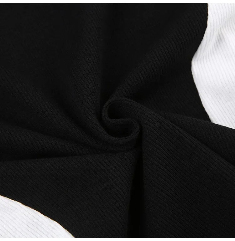 Summer New Pure Desire Spicy Girl Patchwork Contrast Color Embroidery Slimming Zipper Short Sleeve T-Shirt Women's Top