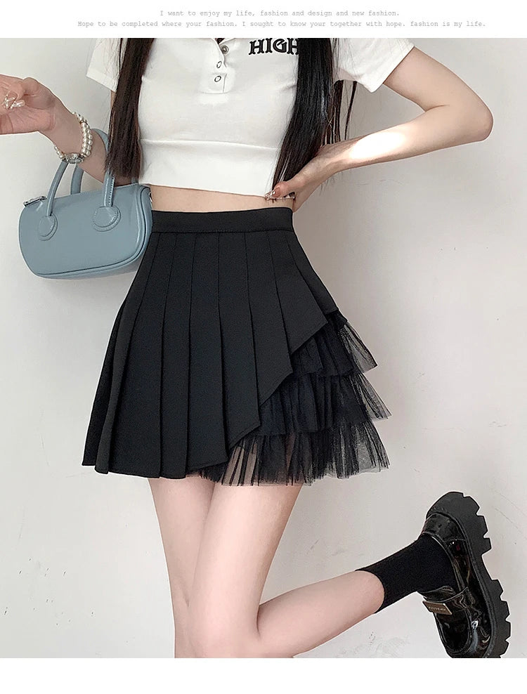 Slimming A-Line  Skirt for ort Women High Waist Pleated Tulle f Body Skirts Commute Sle Summer Collection
