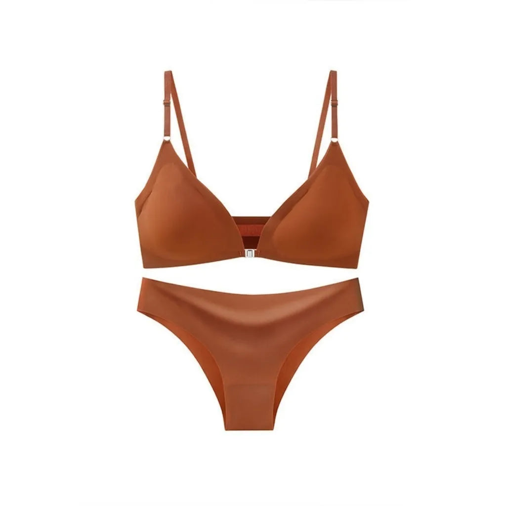 ZXYOUPING Ice Silk Seamless Bra and panty set, Beautiful Back Push-up Bra,Comfortable No Steel Rims Adjustable Plus Size Wireles