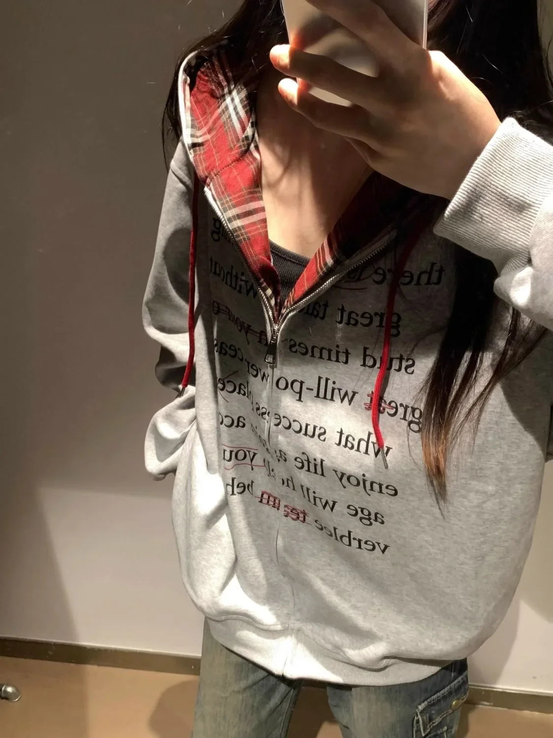 Hua Cotton Blend Milk Silk Hoodie Zipper Couple Jacket Retro Letter Patchwork Hat Sweatshirt 280g Vintage Style Women's Clothing