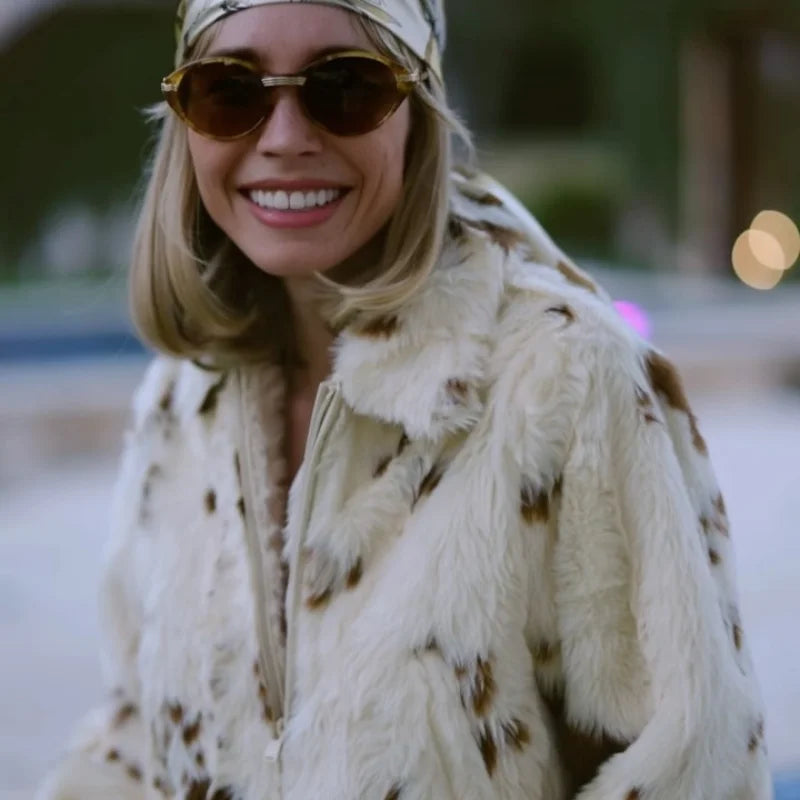 Faux Fur Contrast Women Coat 2025 Lapel Zipper Long Sleeve Female Coats Vintage Autumn Winter Pocket Thicken Warm Lady Outwear