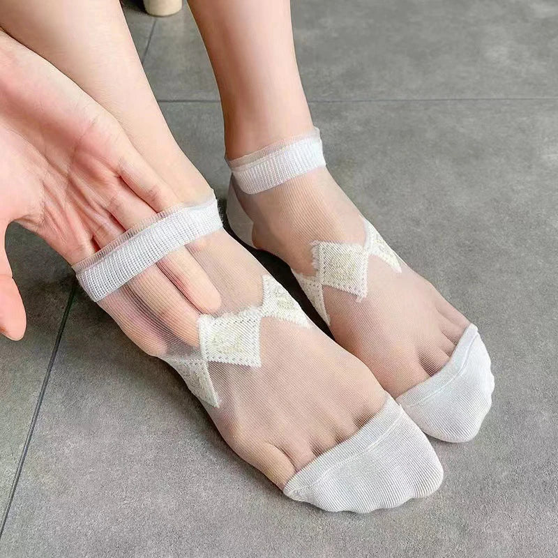 5 Pairs/Lot Summer Short Women White Socks Low Tube Cool Socks Set Cute Print Ankle Foot Cover Fashion New Kawaii Sock