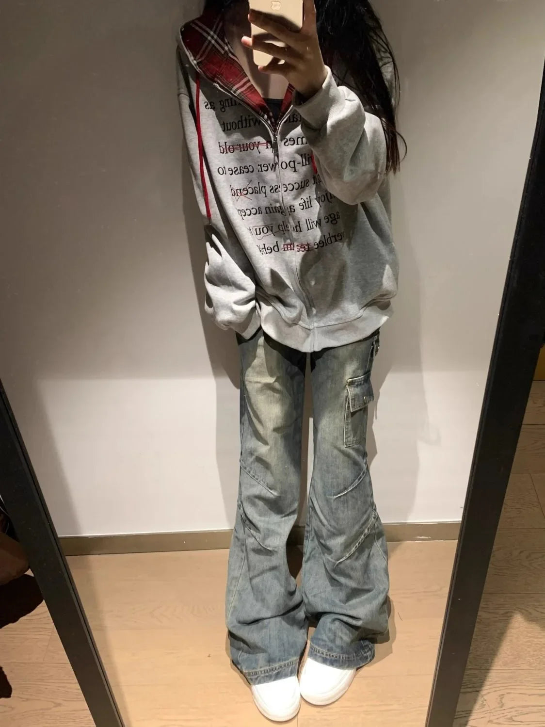 Hua Cotton Blend Milk Silk Hoodie Zipper Couple Jacket Retro Letter Patchwork Hat Sweatshirt 280g Vintage Style Women's Clothing