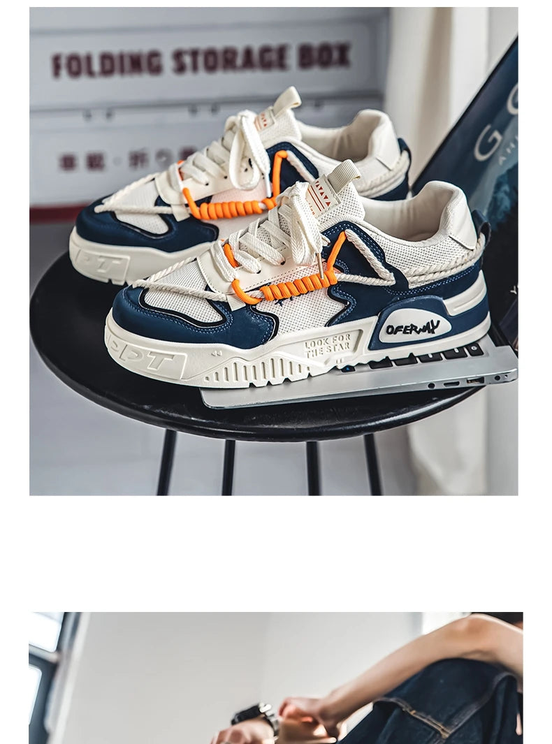 2025 New Summer Men's Shoes Original Casual Flat Shoes Sport Thick Bottom Increased Height Bread Trendy Shoes Skateboard sneaker