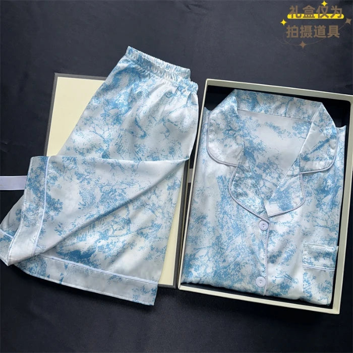 Women's 2pcs Cute Print Short Sleeve Button Top and Shorts Pink Sleepwear Soft Comfy Homewear Casual Loungewear Pajama Set